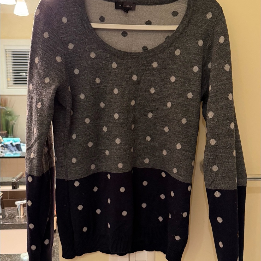 The Limited Gray Polka Dot Sweater